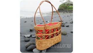 ethnic homemade shopping handbags straw ata rattan bali
